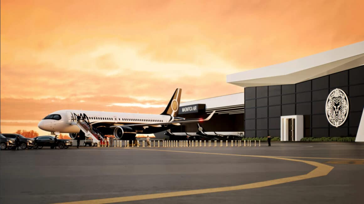 Magnifica Air flight boarding at a private terminal (rendering) 