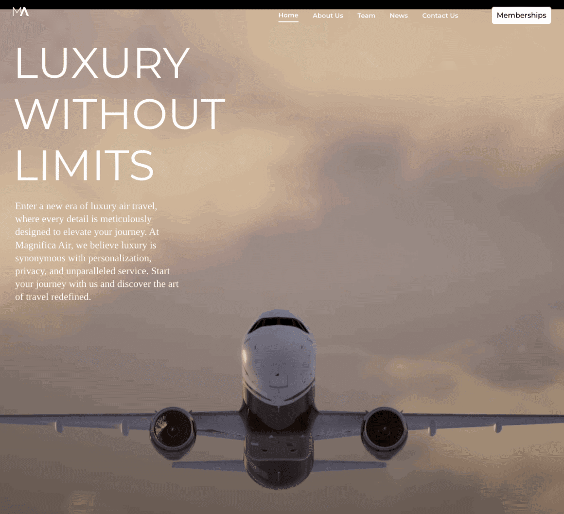 Magnifica Air website screenshow