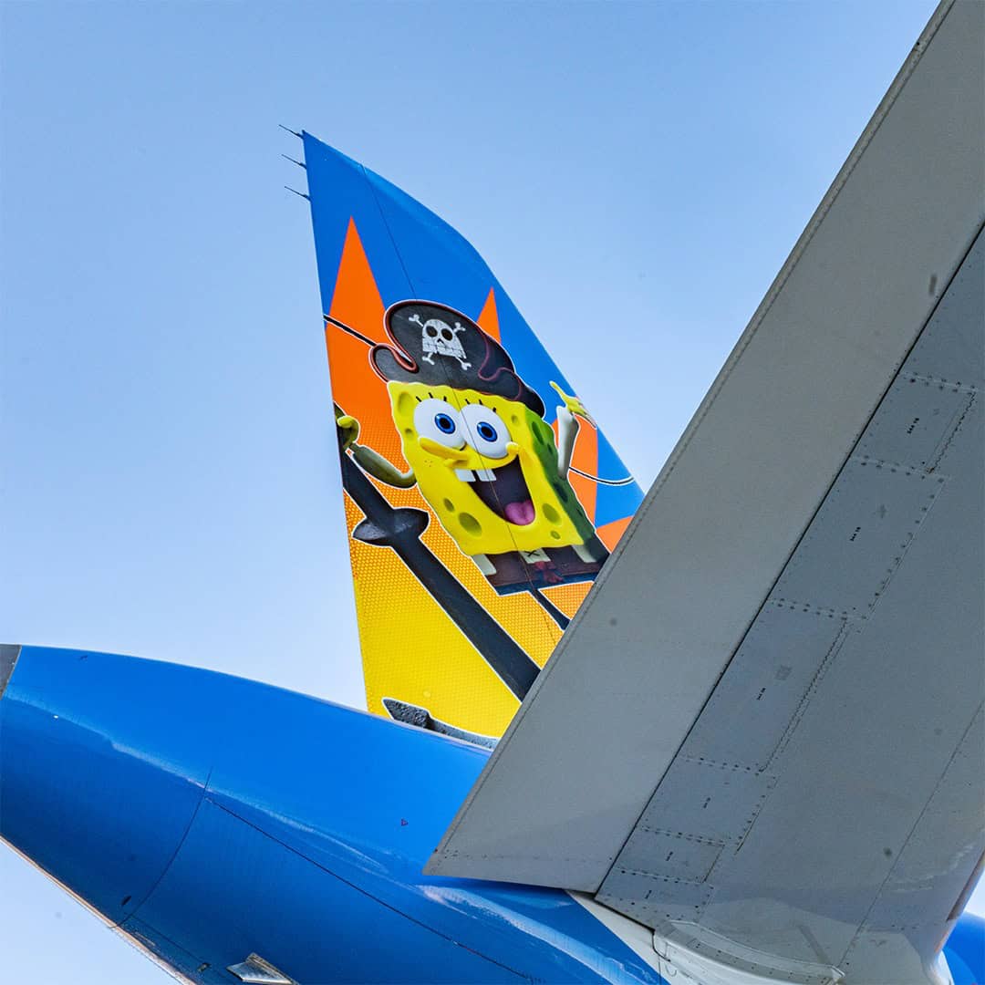 Playful Allegiant SpongeBob A320 Lifts Spirits With Bikini Bottom Charm 6 Tail of the Allegiant SpongeBob jet