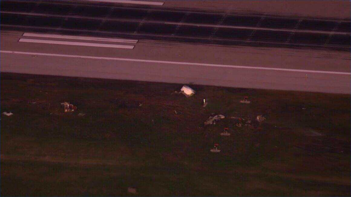 UPS MD-11 Crashes Shortly After Takeoff in Louisville, Death Toll Rises to 7 3 Debris on the runway at Louisville International Airport (SDF) after a UPS MD-11 crashed on 4 Nov 2025