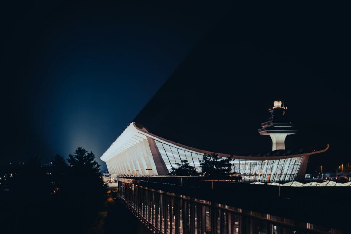 Washington Dulles International Airport (IAD) at night
