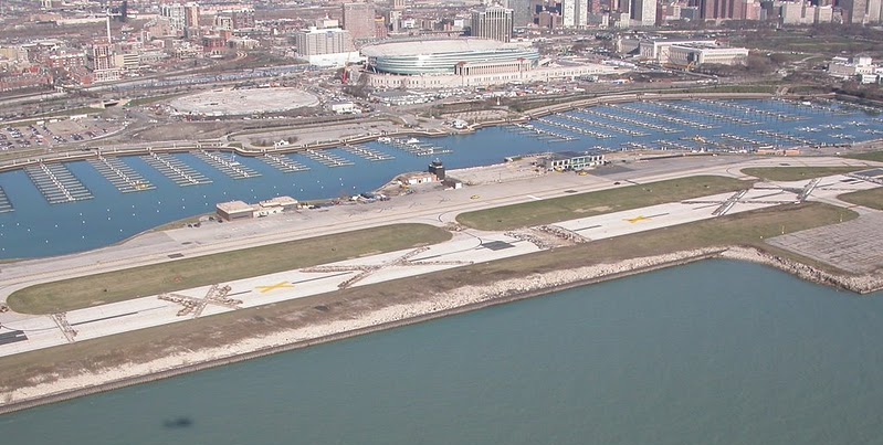 Meigs 2.0? Burke Lakefront Airport Closure Debate Raises High Stakes for Cleveland and Aviation 11 Meigs Field Runway a few days after destruction ordered by Mayor Daley. The large X marks were cut into the runway by bulldozers to prevent aircraft from taking off or landing.