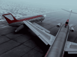 Image from "Air Crash Investigation" showing Northwest Flight 1482 sideswiping Flight 299