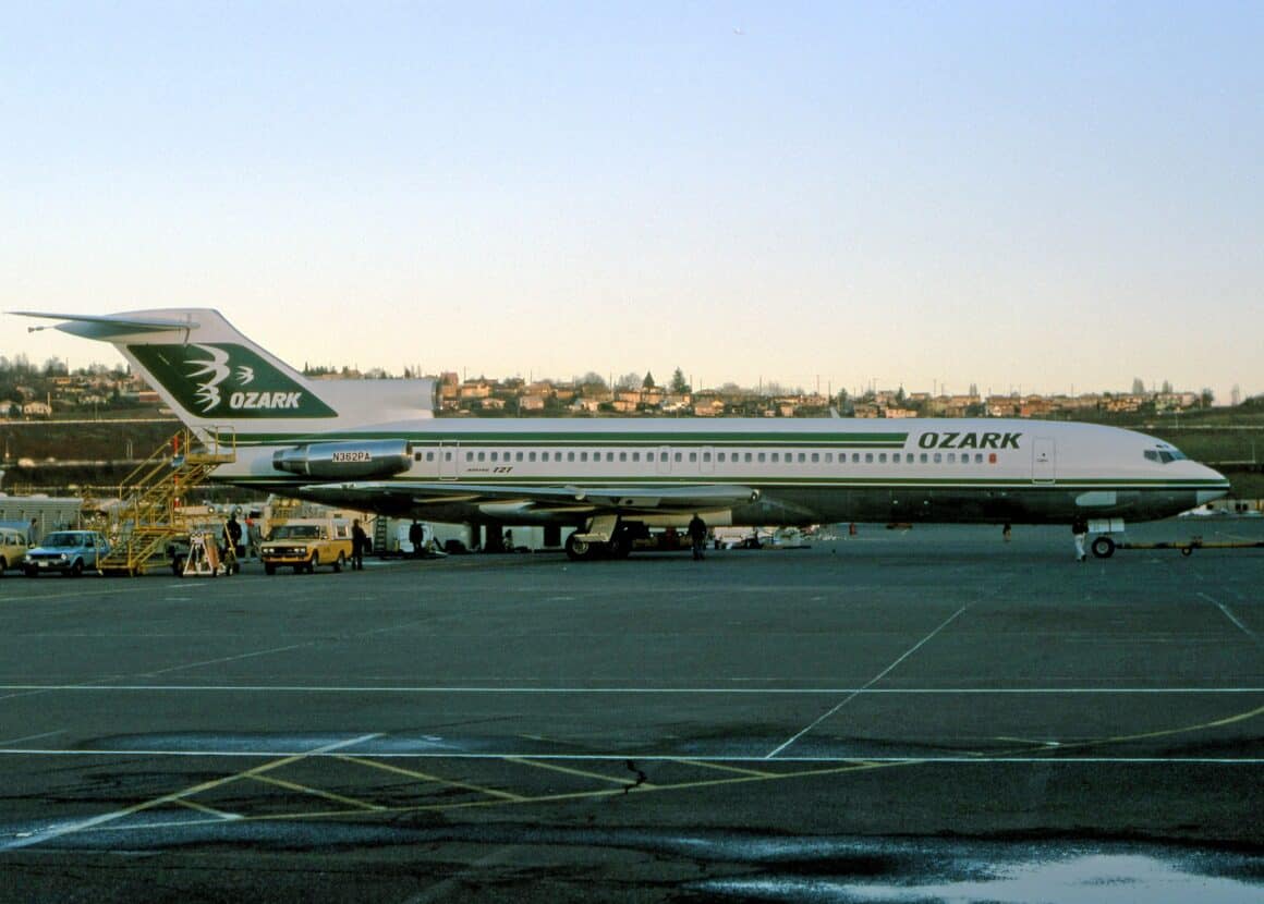 One of two Boeing 727s built for Ozark, seen here at Boeing Field. It would never see service with Ozark. 