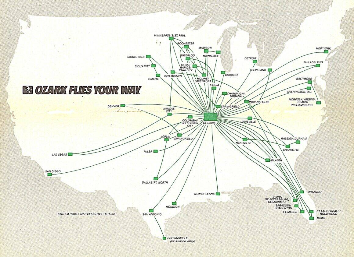 Ozark route map from November 1983