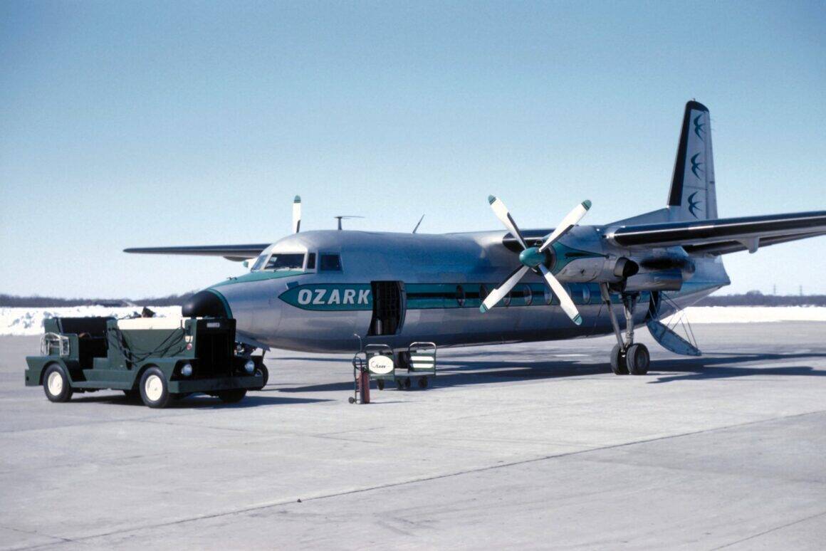 Ozark Air Lines Fairchild F-27 on the ramp