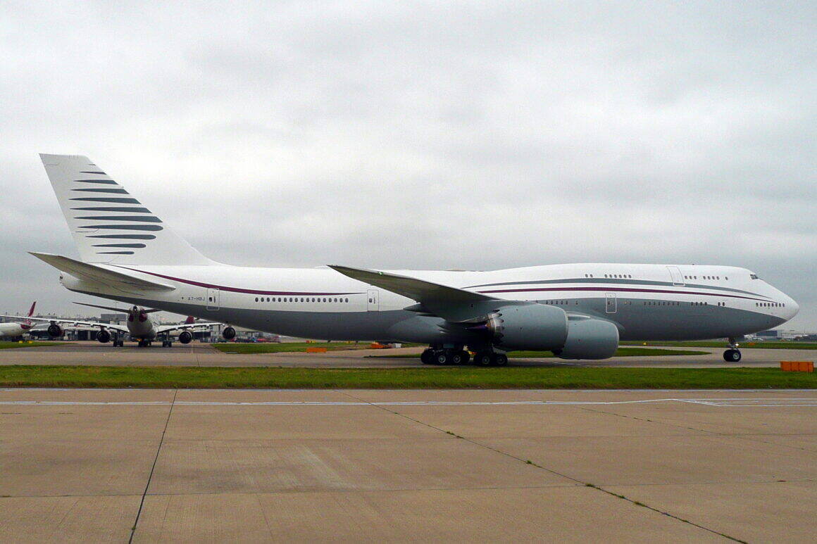 Qatari 747 Air Force One jet, seen here at LHR in 2015