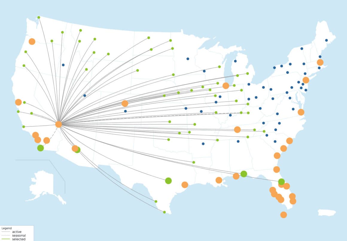 Allegiant Route Map January 2026