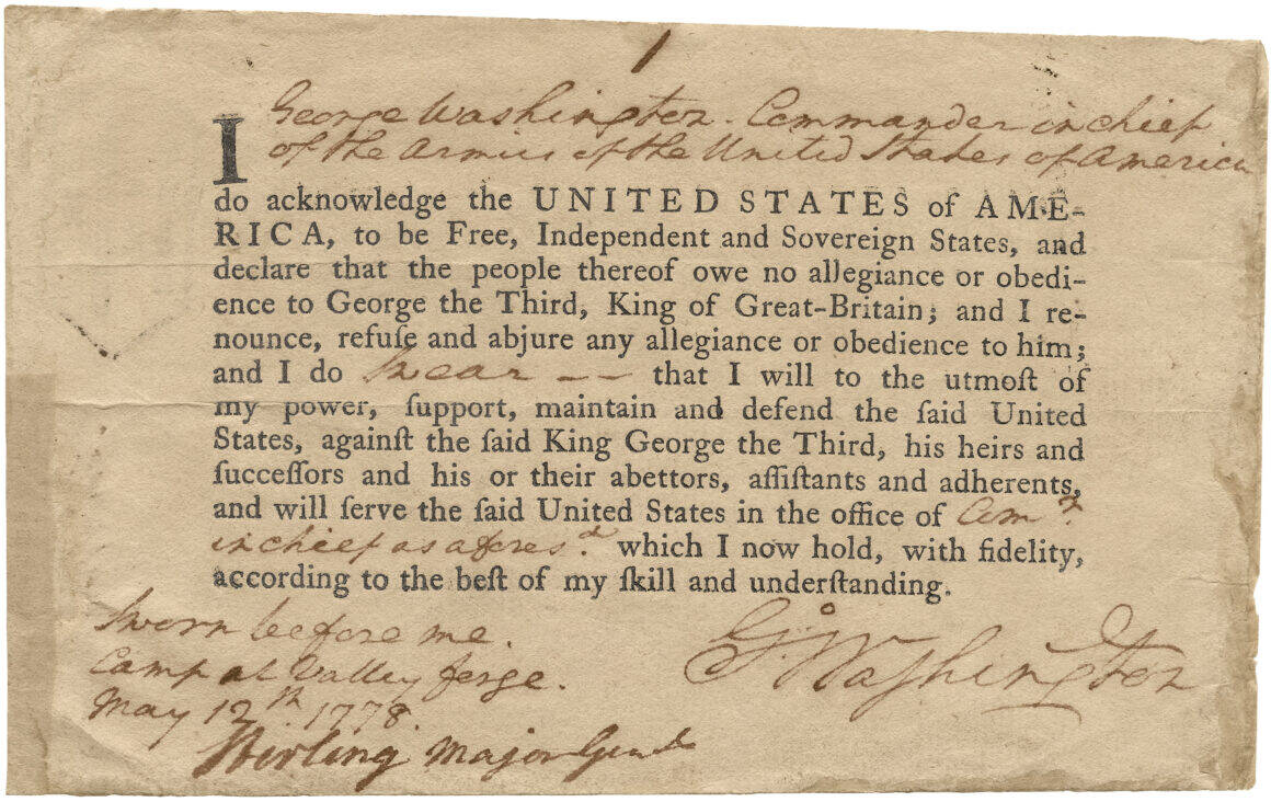 George Washingtons Oath of Allegiance