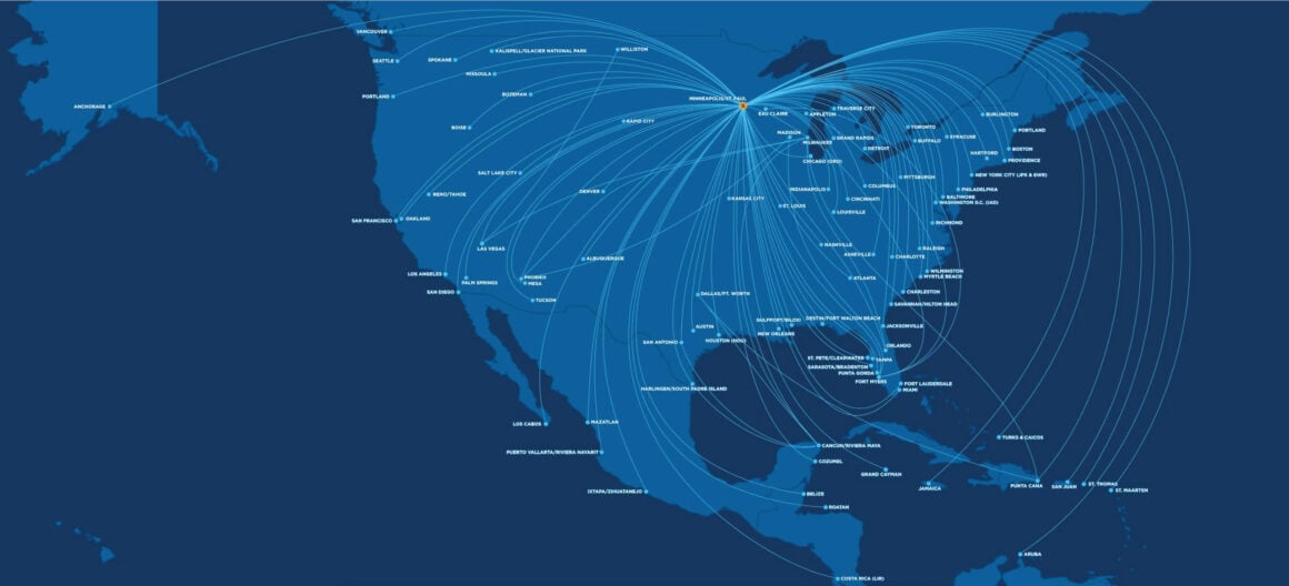 Sun Country Route Map January 2026