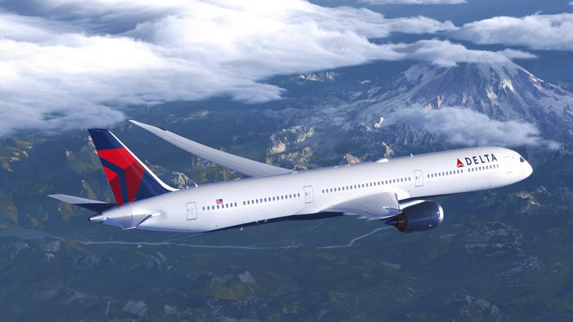 Delta 787 Dreamliner in flight