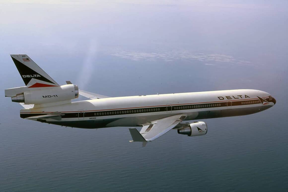 Delta Air Lines MD-11 in flight