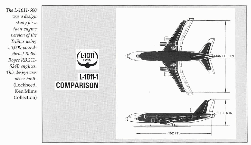 Before ETOPS: The Ambitious Twin-Engine L-1011 That Never Flew 2 Lockheed's comparison of the L-1011 TriStar and the proposed twin-engine -600 variant