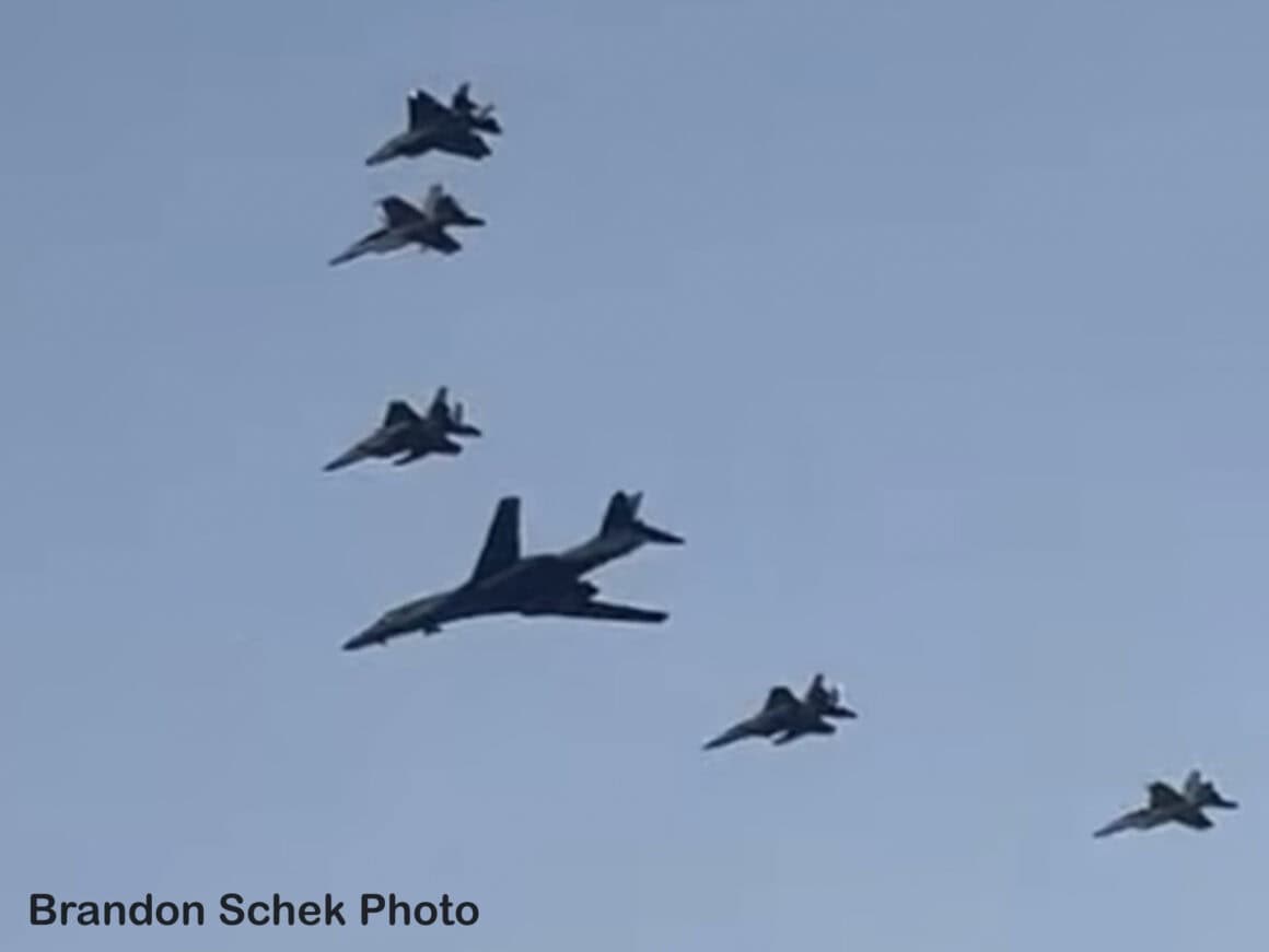 Image of Super Bowl flyover practice on Friday Feb 6, 2026. Photo by Brandon Schek.
