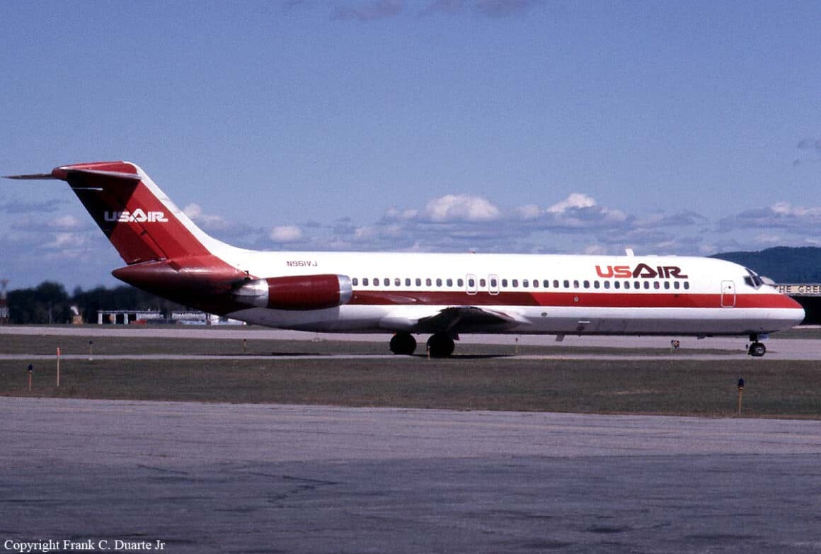 N961VJ, the DC-9 involved in the 1986 crash of USAir Flight 499 in Erie, Pennsylvania.
