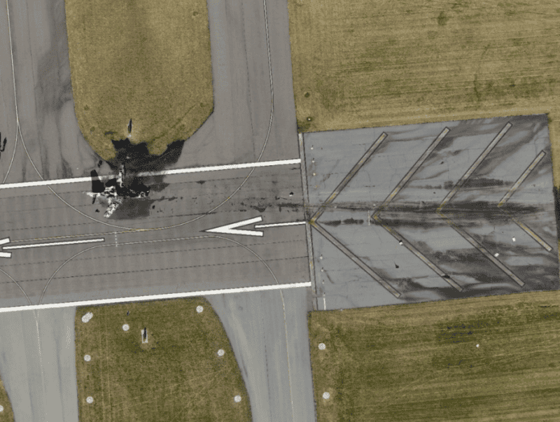 Aerial view of accident site of Cessna Citation carrying Greg Biffle