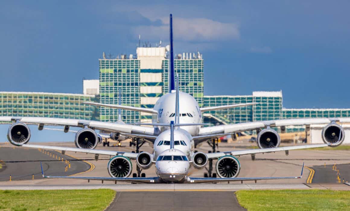 These Are the Best US Airports for Planespotting in 2026, According to New Study 2 DEN is one of the best US airports for planespotting in 2026, as evidenced here with a CRJ, an A320, and an A380 lined up waiting for departure.