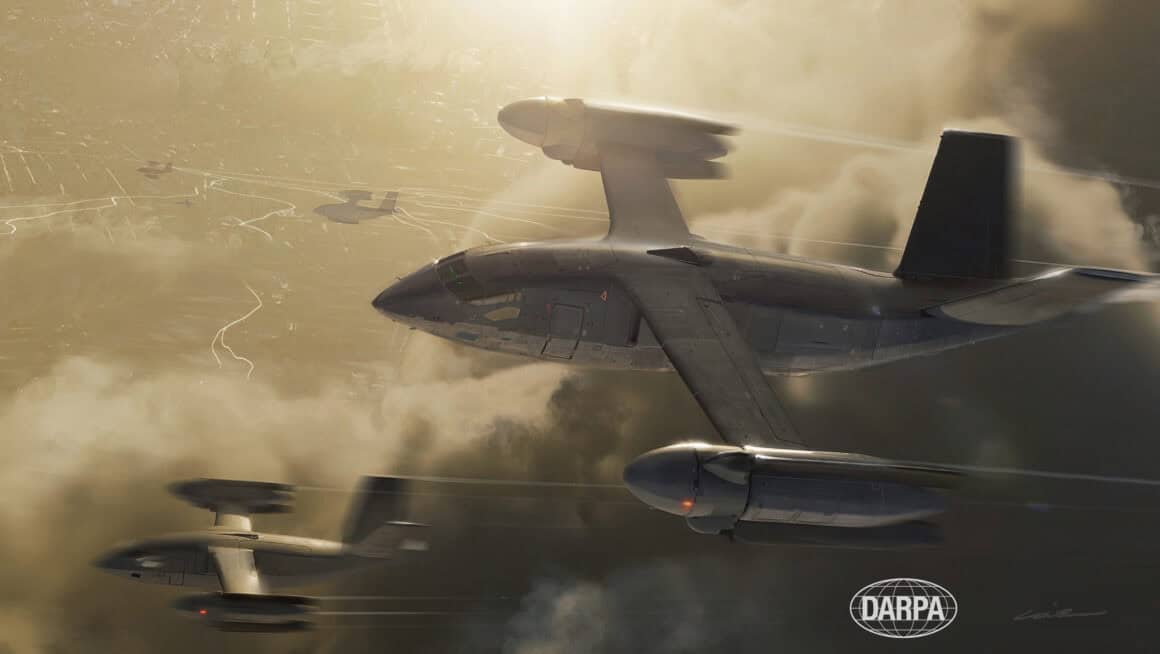 Artist’s concept for a future operational aircraft based on SPRINT X-76 technology. In this rendering, an optionally piloted aircraft cruising at speeds up to 450 knots