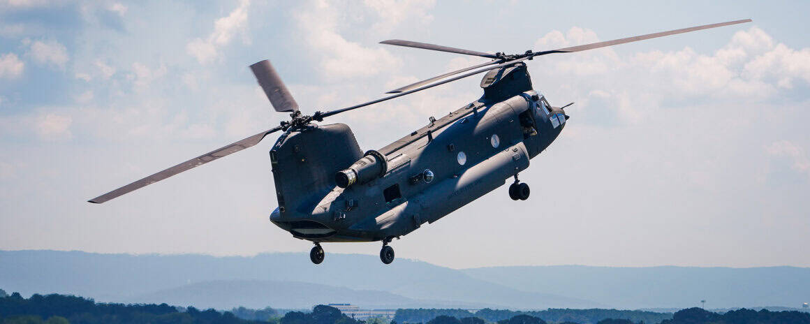 A Boeing CH-47F, similar to the type that just completed a successful Chinook autonomous landing, according to Boeing.