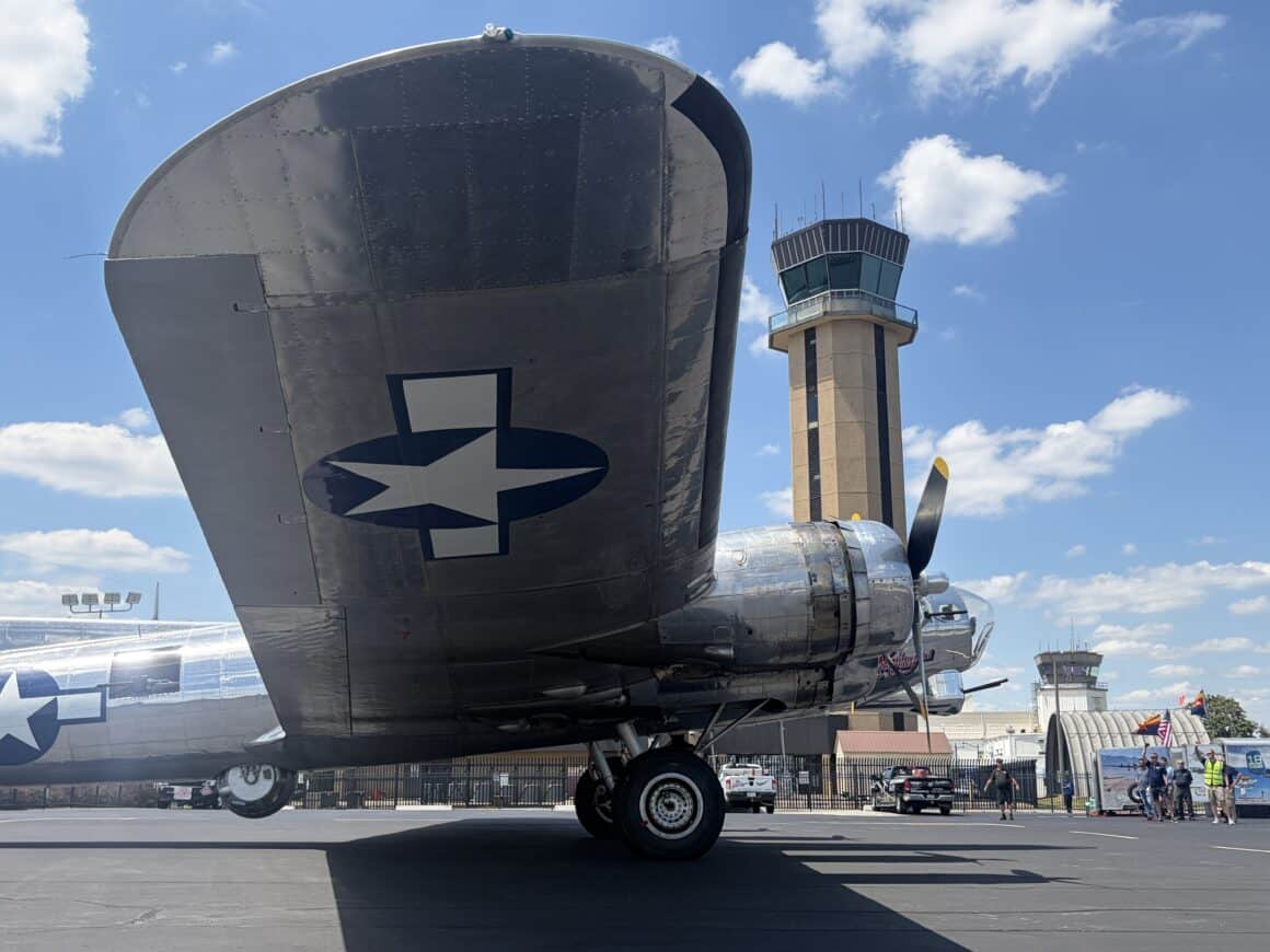 B-17 "Sentimental Journey" arrives for the Flying Legends of Victory Tour at PDK  