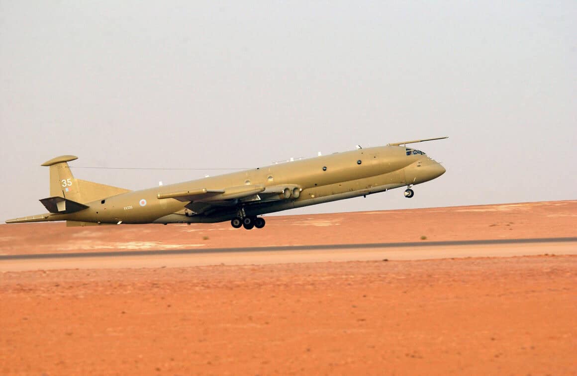 A Nimrod taking off for a mission during Operation Iraqi Freedom in 2003