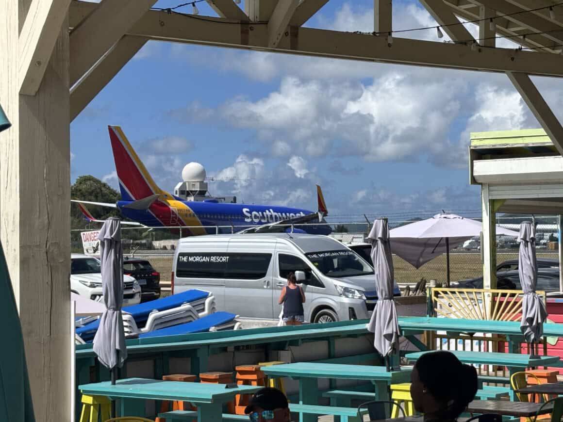 A Southwest 737 lines up for a Runway 10 departure from SXM