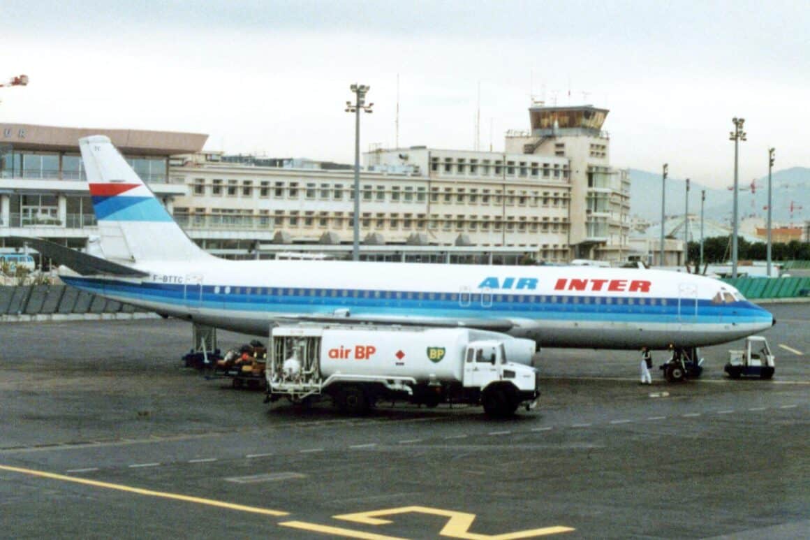 An Air Inter Dassault Mercure receives fuel 