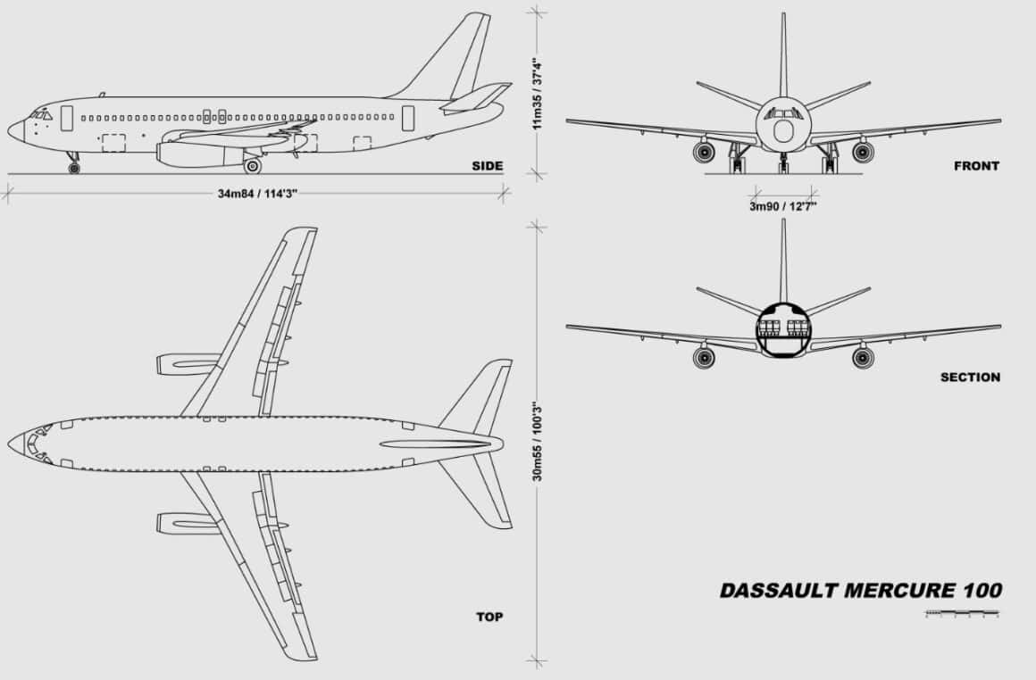 Schematic of Dassault Mercure
