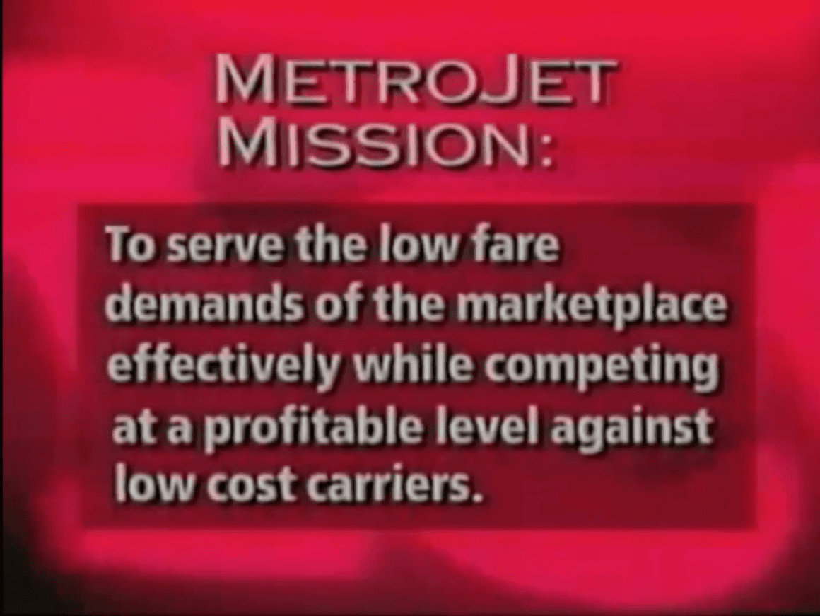 MetroJet mission statement
